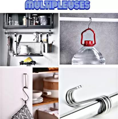 GLOCY Stainless Steel S Hooks Multipurpose Use for Hanging Kitchen ToolsWardrobe SolutionsBathroom AccessoriesPlant containers Holder - Image 3