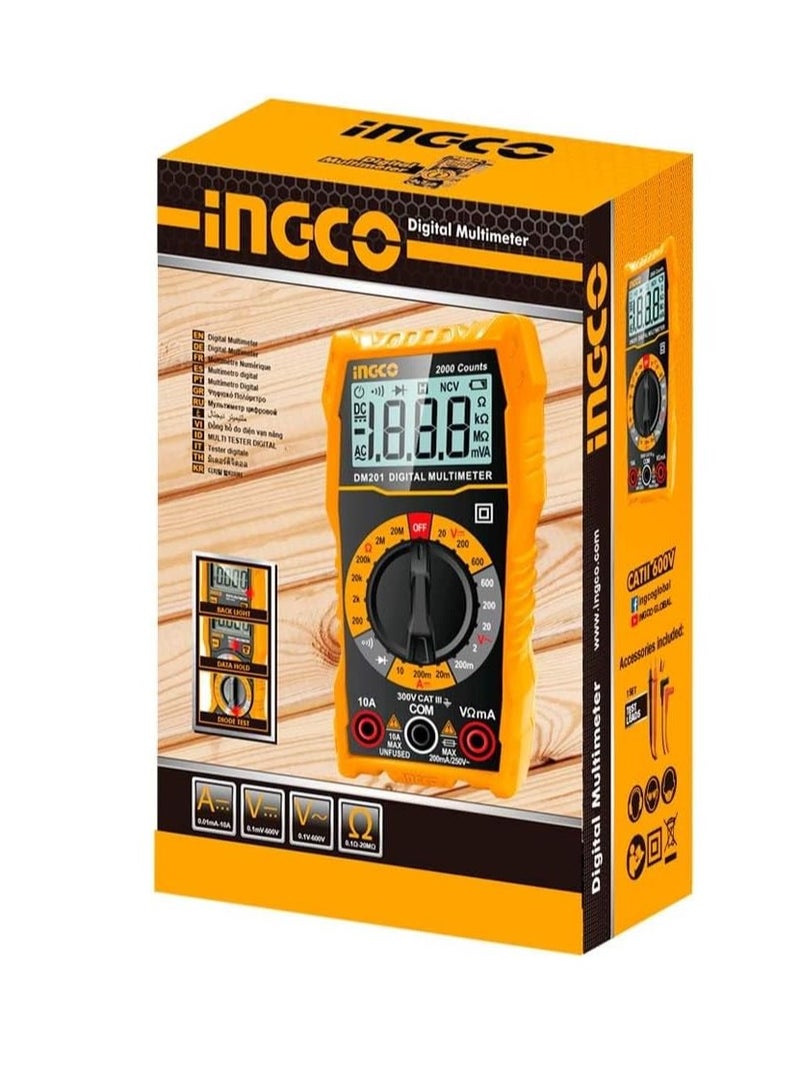 إنجكو جهاز متعدد القياسات الرقمي من INGCO، 600 فولت - DM2002 - Image 2