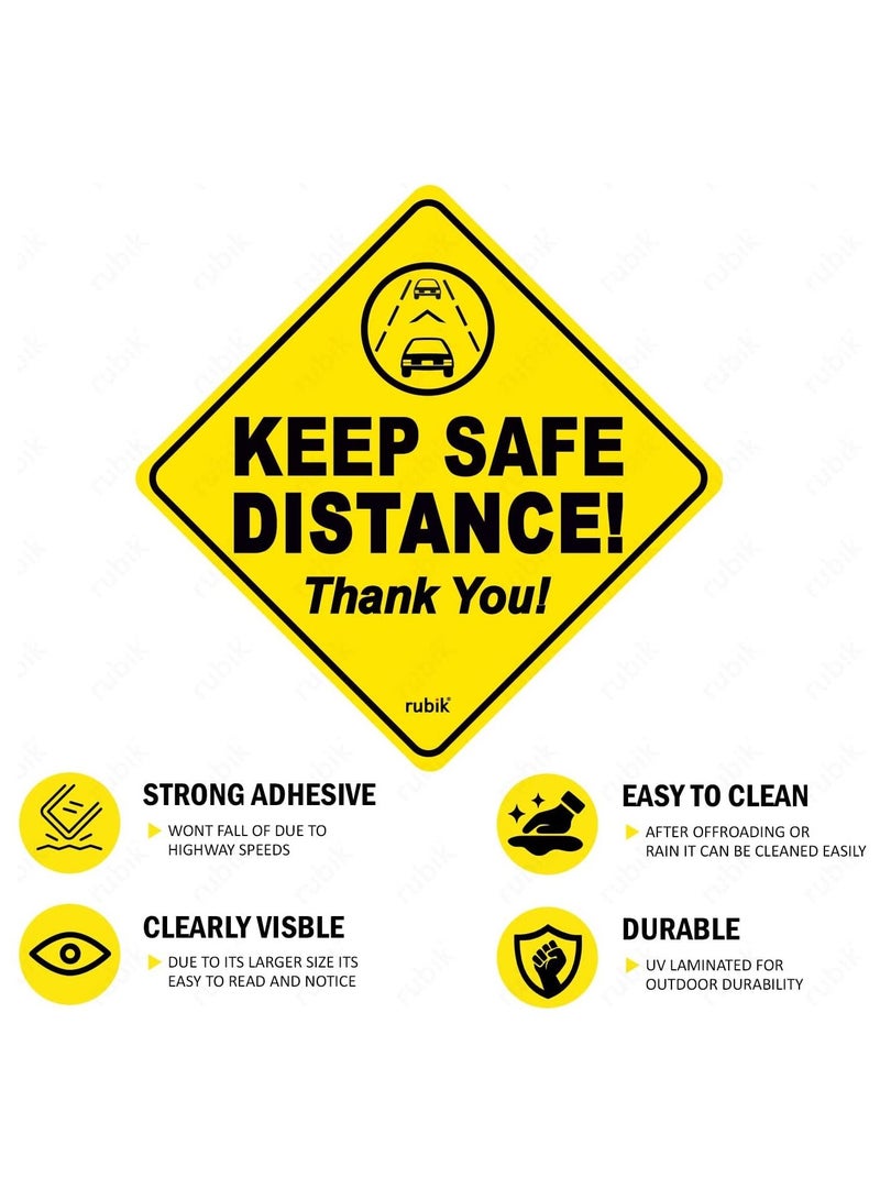 Rubik علامة سيارة شكرًا على الحفاظ على المسافة الآمنة ملصق ذاتي اللصق 1 قطعة علامة عاكسة قابلة للإزالة ضد السائقين المزعجين للسائقين الجدد طفل على متن الطائرة (12x12 سم) - Image 5