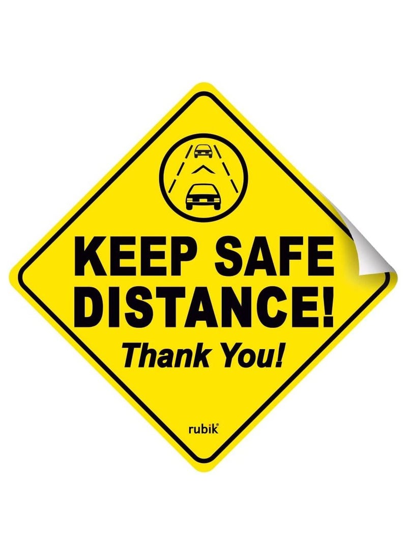 Rubik علامة سيارة شكرًا على الحفاظ على المسافة الآمنة ملصق ذاتي اللصق 1 قطعة علامة عاكسة قابلة للإزالة ضد السائقين المزعجين للسائقين الجدد طفل على متن الطائرة (12x12 سم) - Image 1