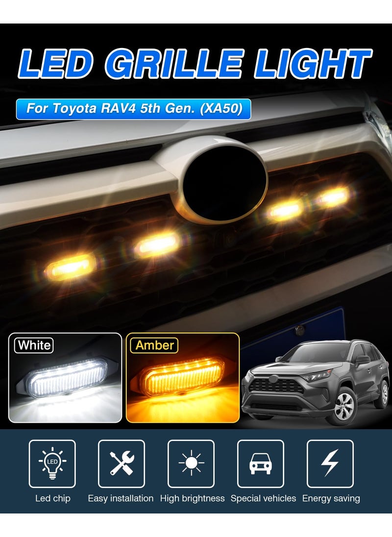 Autorder Autorder LED Grille Lights for Toyota RAV4 2025 2024 2023 2022 2021 2020 2019 Accessories Front Warning Bulbs with Amber Light and White Light 4PCS (Not Fit for Adventure/RAV4 PHEV)  - Image 2