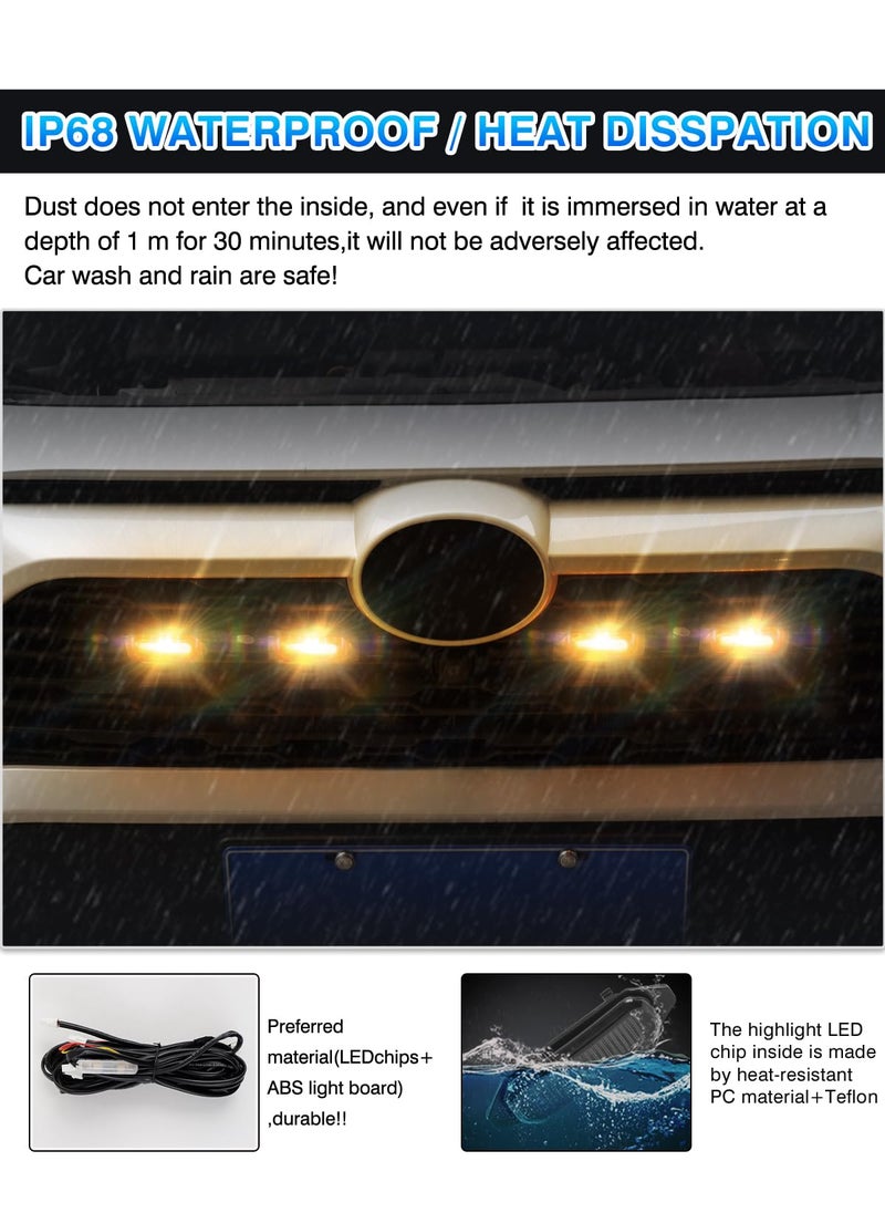 Autorder Autorder LED Grille Lights for Toyota RAV4 2025 2024 2023 2022 2021 2020 2019 Accessories Front Warning Bulbs with Amber Light and White Light 4PCS (Not Fit for Adventure/RAV4 PHEV)  - Image 3
