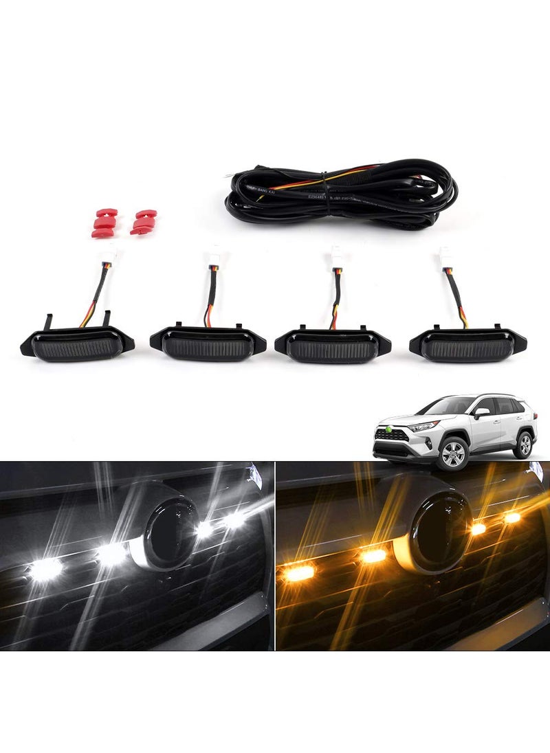 Autorder Autorder LED Grille Lights for Toyota RAV4 2025 2024 2023 2022 2021 2020 2019 Accessories Front Warning Bulbs with Amber Light and White Light 4PCS (Not Fit for Adventure/RAV4 PHEV)  - Image 1