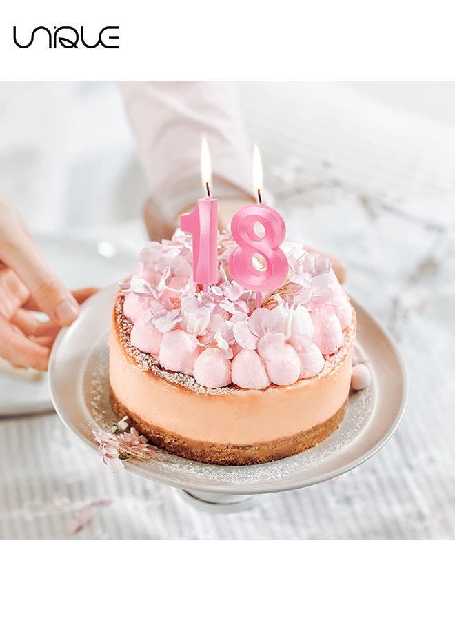 Unique 10Pcs Numeral Birthday Candles Set - Candles 0-9 Cake Topper Decoration - Glitter Cake Candles - 3D Cake Decoration - Cake Decoration for Birthday Party, Weddings, Company Parties, Anniversaries, Birthday Candle Number - Pink - Image 4
