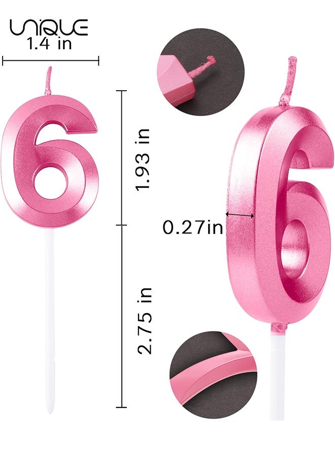 Unique 10Pcs Numeral Birthday Candles Set - Candles 0-9 Cake Topper Decoration - Glitter Cake Candles - 3D Cake Decoration - Cake Decoration for Birthday Party, Weddings, Company Parties, Anniversaries, Birthday Candle Number - Pink - Image 2