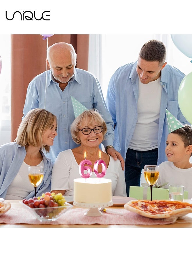 Unique 10Pcs Numeral Birthday Candles Set - Candles 0-9 Cake Topper Decoration - Glitter Cake Candles - 3D Cake Decoration - Cake Decoration for Birthday Party, Weddings, Company Parties, Anniversaries, Birthday Candle Number - Pink - Image 5