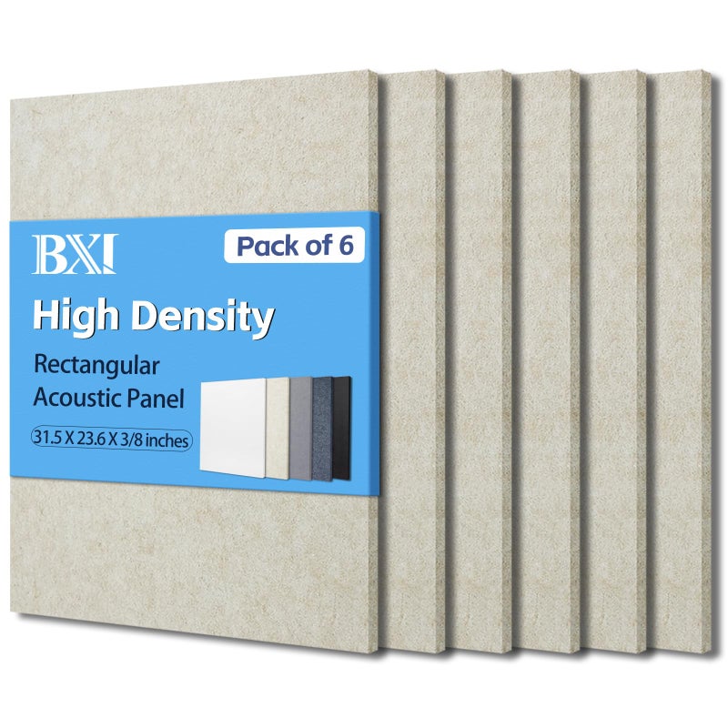 BXI Sound Absorber 315 X 236 X 38 Inches 6 Pack High Density Acoustic Absorption Panel Sound Absorbing Panels Reduce Echo Reverb Tackable Acoustic Panels for Wall and Ceiling Acoustic Treatment