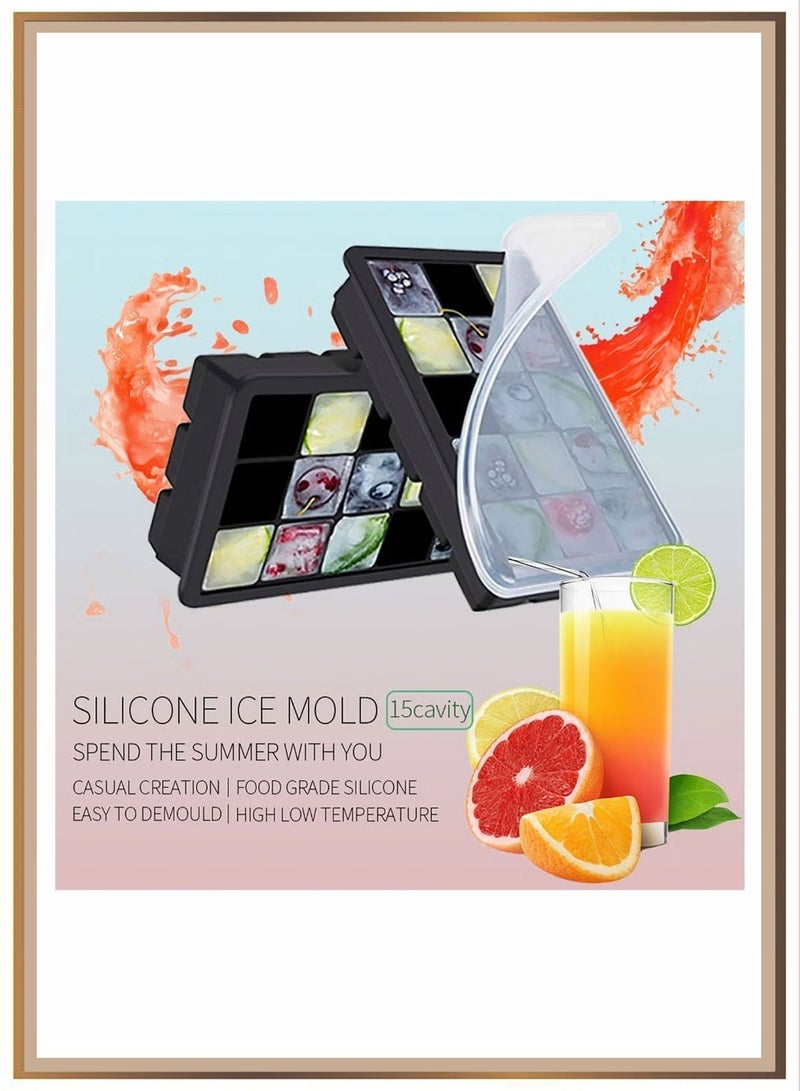 Large Silicone Ice Cube Tray Cubes Mold with a Cover, Stackable Big Silicone Square Ice Molds for Whiskey, Cocktails, Bourbon, Soups, Frozen Treats, Easy Release BPA Free 18*12*4cm - Image 5