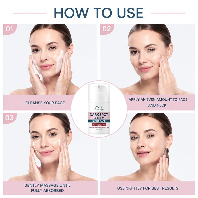 Danliss Night Cream for Dark Spot Corrector 50g - Vacuum-press formula for sensitive skin, plumping, brightening, and fading dark spots - Image 3