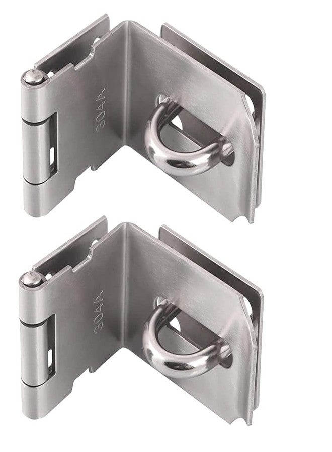 WANLIAN 2 Pack 90 Degree Right Angle Padlock Hasp, Door Hasp Latch 90 Degree for Push/Sliding/Barn Door, 2.0 mm Thickness Satin Nickel, 4 Inch - Image 1