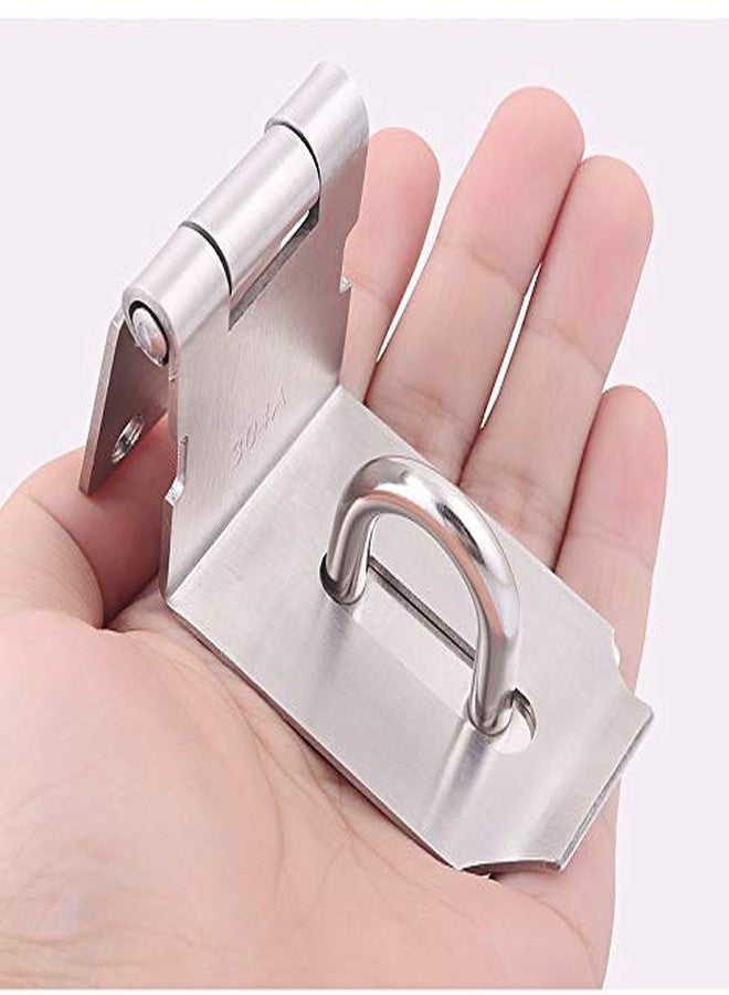 WANLIAN 2 Pack 90 Degree Right Angle Padlock Hasp, Door Hasp Latch 90 Degree for Push/Sliding/Barn Door, 2.0 mm Thickness Satin Nickel, 4 Inch - Image 3