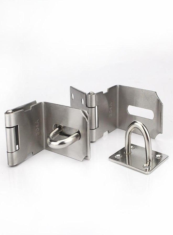 WANLIAN 2 Pack 90 Degree Right Angle Padlock Hasp, Door Hasp Latch 90 Degree for Push/Sliding/Barn Door, 2.0 mm Thickness Satin Nickel, 4 Inch - Image 5