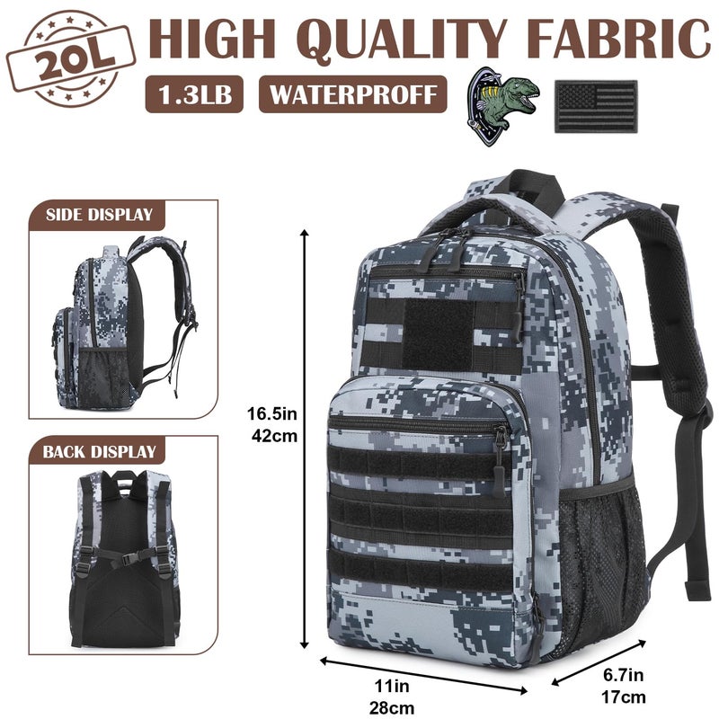 SunForMorning Kids Tactical Backpack Army Molle Bookbag Military Boys Backpack for School, Outdoor, Camping, Black Digital CM - Image 2