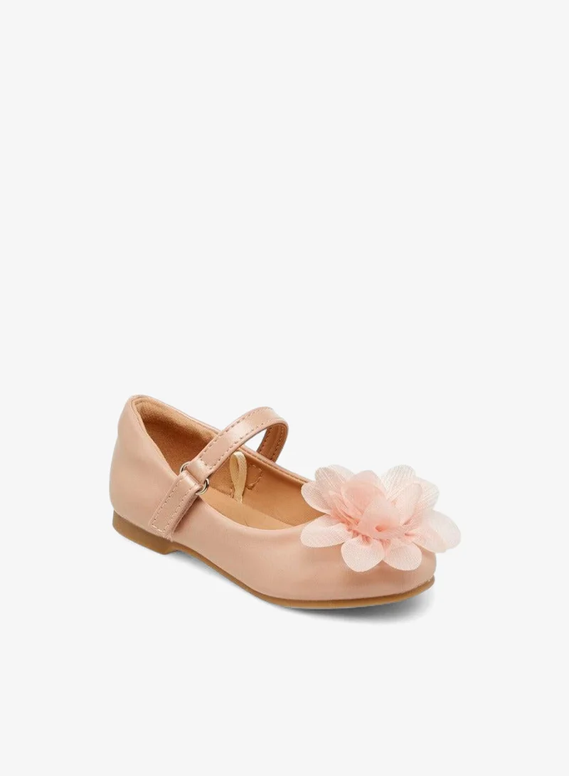 جونيورز حذاء باليرينا بلمسة زهور وإغلاق بخطاف وحلقة