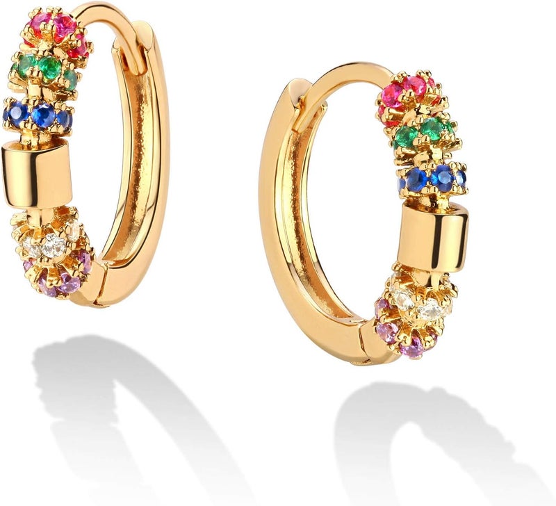 VACRONA Cubic Zirconia Huggie Earrings 14k Gold Plated Tiny Earrings Small Huggie Hoop Earrings Simple Lightweight Hoops Gift for Women - Image 1