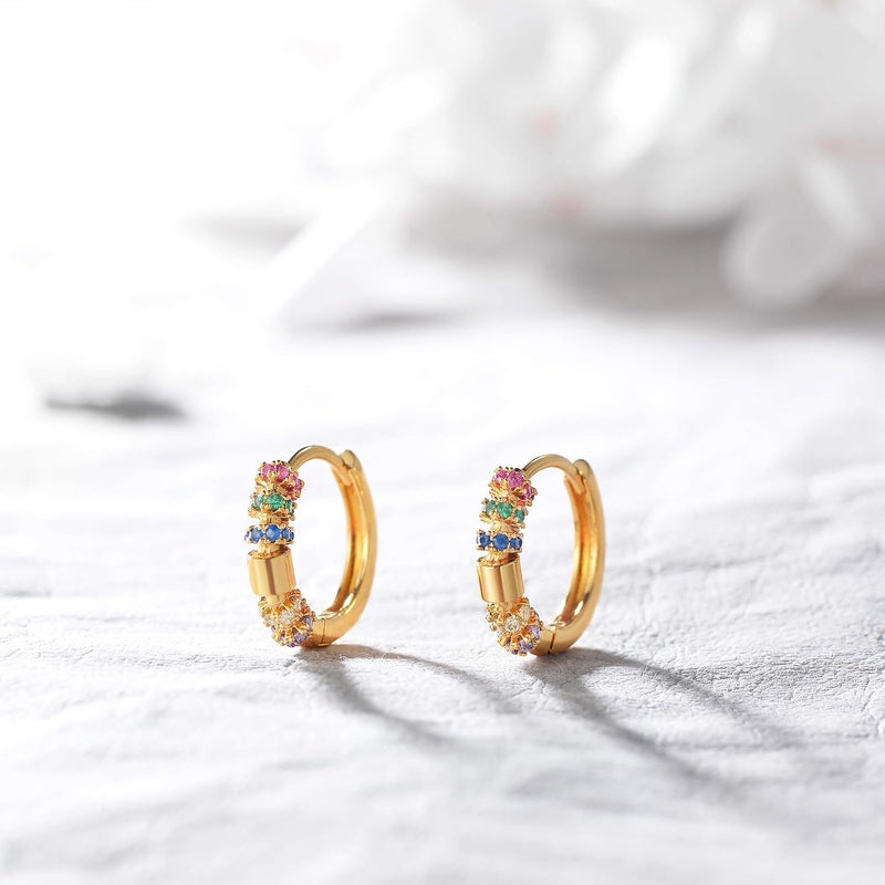VACRONA Cubic Zirconia Huggie Earrings 14k Gold Plated Tiny Earrings Small Huggie Hoop Earrings Simple Lightweight Hoops Gift for Women - Image 5