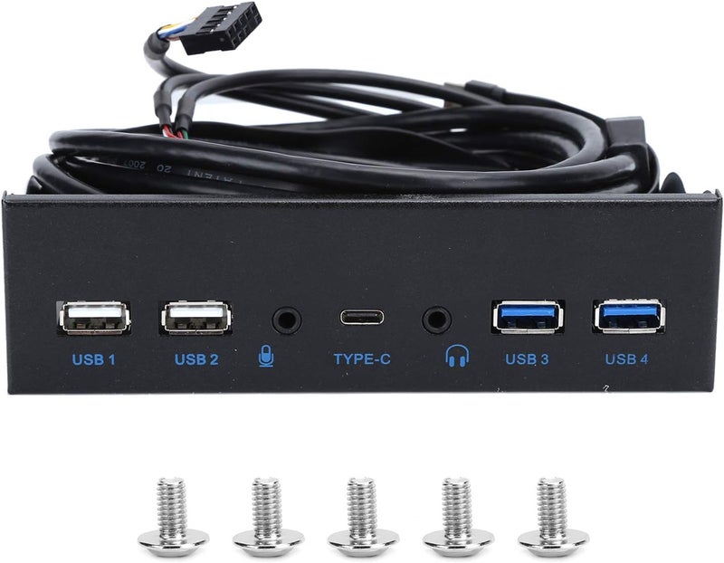 Dilwe محور USB أمامي إضافي مع 2 منفذ USB 302 منفذ USB 20 إخراج صوتي مدخل ميكروفون منفذ USB C محرك بصري 525 بوصة لوحة توسيع الكمبيوتر لسطح المكتب - Image 2