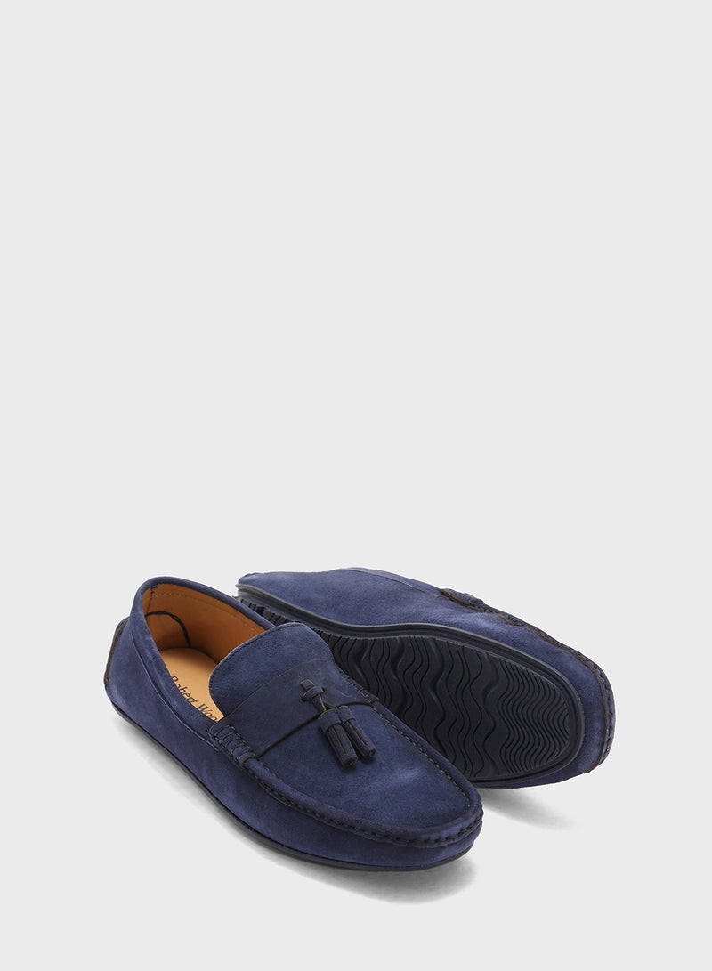 Robert Wood Tassel Detail Genuine Suede Leather Loafers  - Image 3