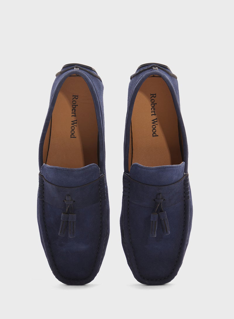 Robert Wood Tassel Detail Genuine Suede Leather Loafers  - Image 4