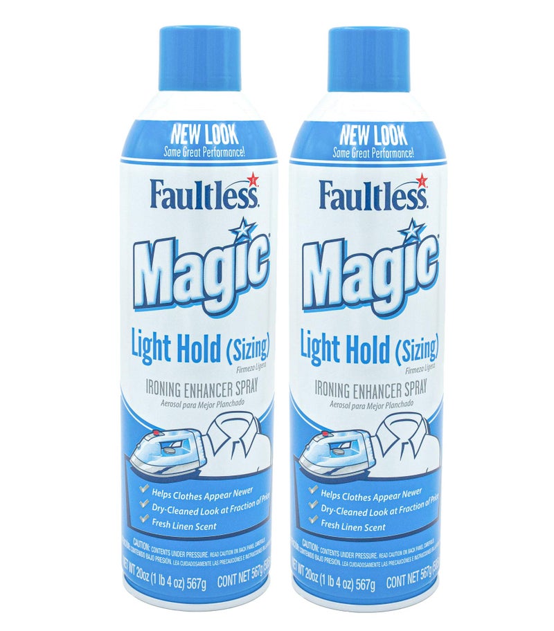 MAGIC Sizing Light Body Starch - No Flaking or Clogging! Light Ironing Starch - 20oz Iron wrinkles from Clothes (Pack of 2) - Fresh Linen Scent Finishing Spray - Image 1