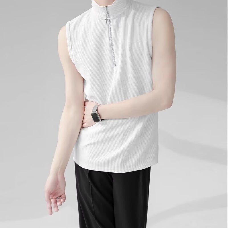 Mens Sleeveless T-Shirt Vest Summer Casual White - Image 1