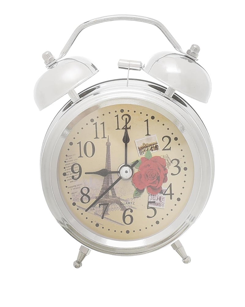 CL-22 Classic Metal Bell Alarm Clock – Elegant Design for Office, Bedroom & Living Room, with LED Light, Battery Operated (1 Battery) AA, 12 * 9 - Multi Colour