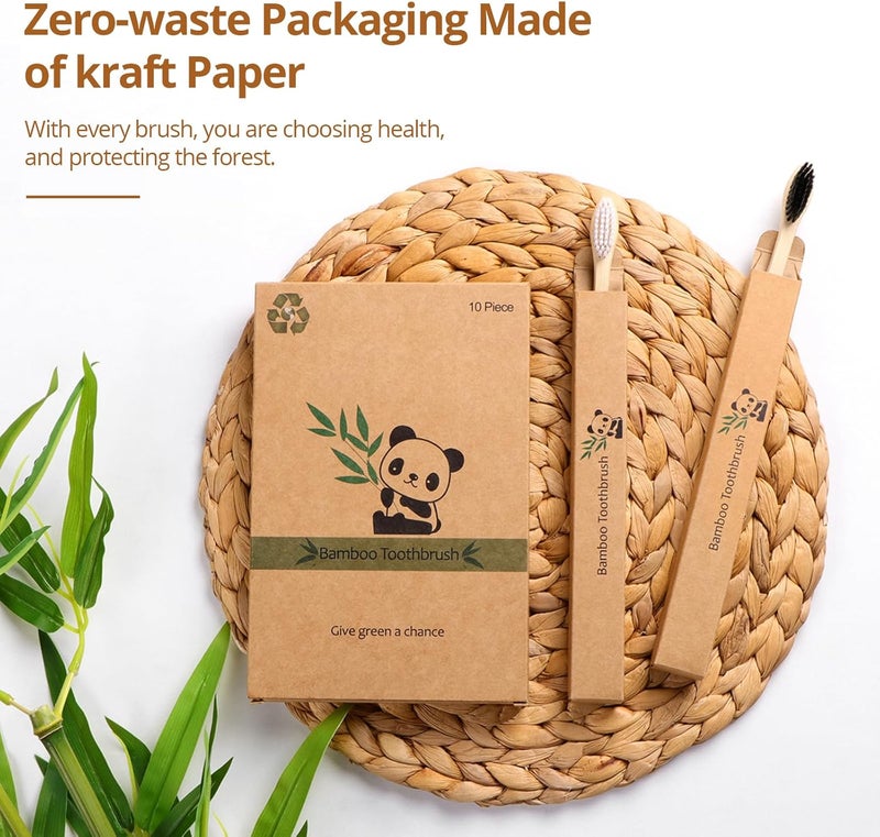 Virgin Forest Bamboo Toothbrushes 10pk, Soft Biodegradable BPA Free Eco Oral Care - Image 5