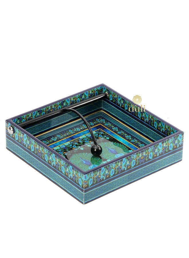 DULI حامل مناديل بتصميم طاووس | خشب مهندَس مع طباعة رقمية وطلاء مقاوم للماء | ديكور طاولة أنيق | 19 × 19 سم | صنع في الهند (2 طاووس) - Image 1