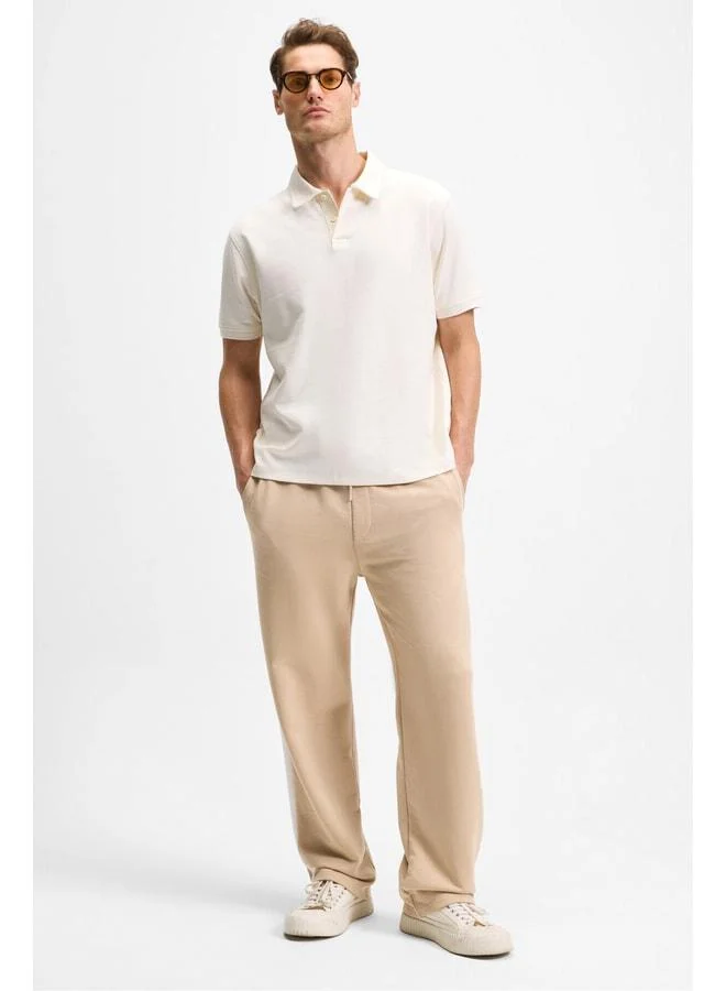 GRIMELANGE ARAUJO Men's Beige Elastic Relaxed Fit Jogger Pants