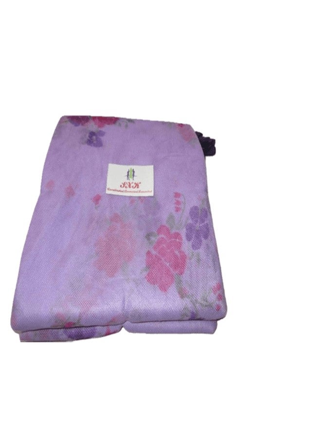 SXK Mosquito net Four Side Hanging Cotton Printed Double Bed with Lace for Mosquito Protection,Room Décor, 6x7Ft.Purple - Image 3