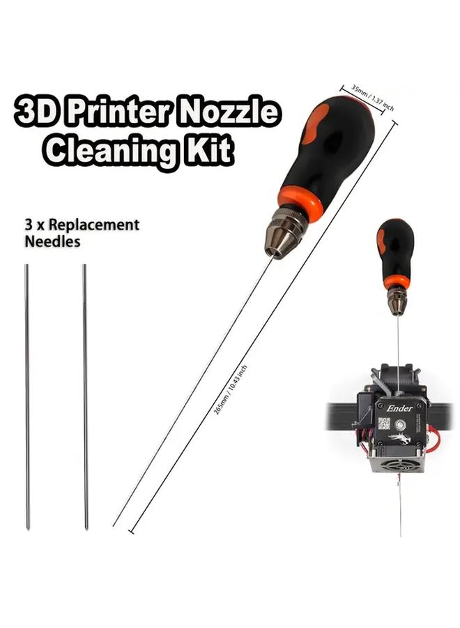 4pcs 3D Printer Nozzle Cleaning Kit with 1 Grip 3 Needles Remove Clog 1.75mm - Image 1