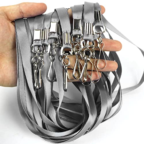 Beebel Gray Lanyard Bulk Lanyards for Id Badges Flat Lanyard with Badge Clip Swivel Hook 50 Pack - Image 5