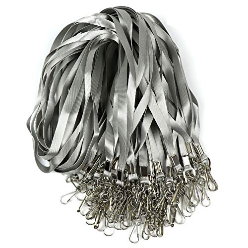 Beebel Gray Lanyard Bulk Lanyards for Id Badges Flat Lanyard with Badge Clip Swivel Hook 50 Pack - Image 1