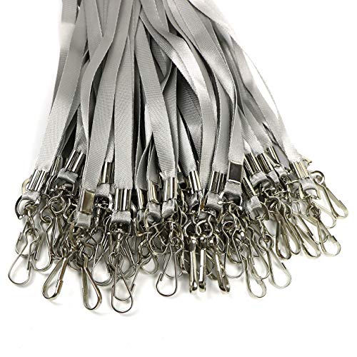 Beebel Gray Lanyard Bulk Lanyards for Id Badges Flat Lanyard with Badge Clip Swivel Hook 50 Pack - Image 4