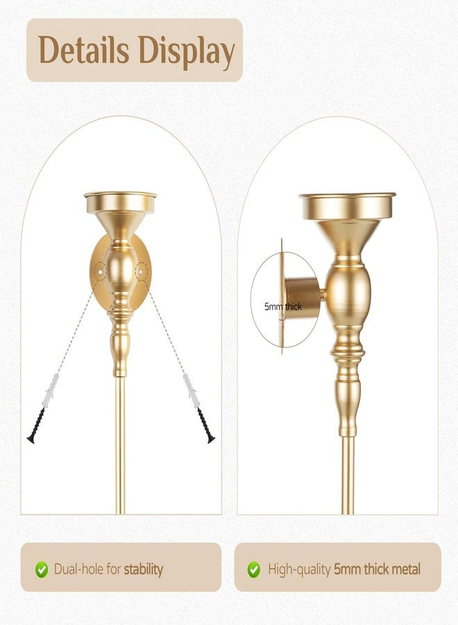 Walasis Candle Sconces Gold Wall Decor: Vintage Metal Art Decoration Wall Candle Holder for Pillar Candles - 24.4 Inch Long Candle Sconces Set of 2 for Fireplace Hallway Beside TV - Image 4