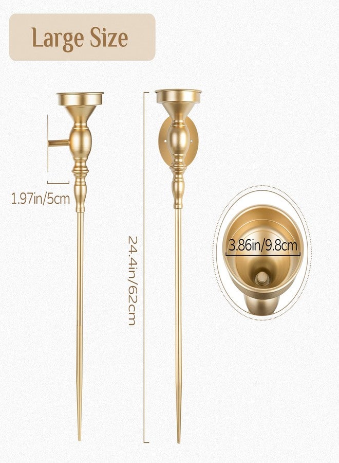 Walasis Candle Sconces Gold Wall Decor: Vintage Metal Art Decoration Wall Candle Holder for Pillar Candles - 24.4 Inch Long Candle Sconces Set of 2 for Fireplace Hallway Beside TV - Image 2