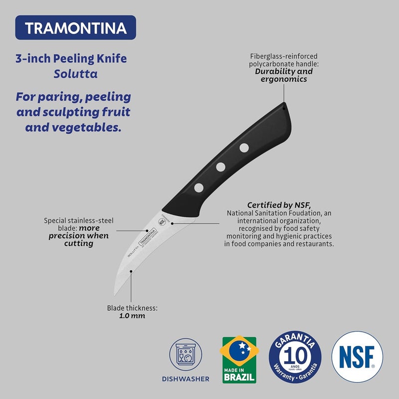 Tramontina Solutta Paring Knife, 7.5 cm - Kitchen Knife and Peeler - Image 5