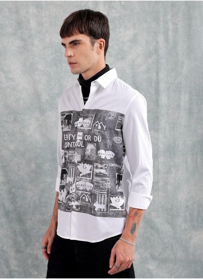 The Indian Garage Co Men Slim Fit Graphic Print Full Sleeves Cutaway Collar Casual Shirt  - Image 3