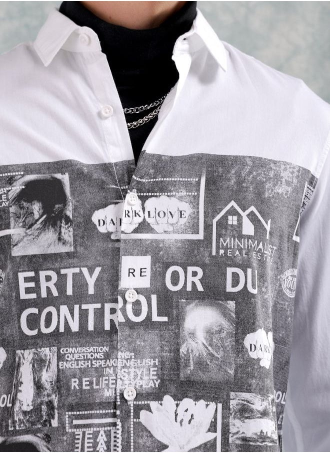 The Indian Garage Co Men Slim Fit Graphic Print Full Sleeves Cutaway Collar Casual Shirt  - Image 4