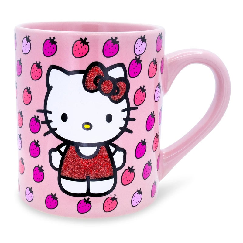 Silver Buffalo Silver Buffalo Sanrios Hello Kitty Red Glitter Dress Ceramic Coffee Mug 14Ounces