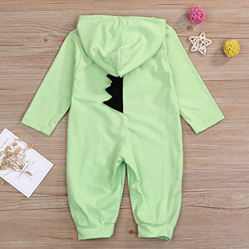 Noubeau Interesting Infant Baby Kids Cartoon Dinosaur Hooded Romper Jumpsuit Layette Sets Clothes(Green, 6-12 Months) - Image 4