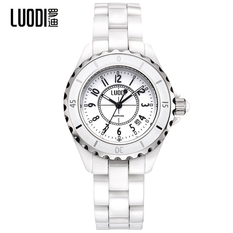 Womens Genuine Luminous Waterproof Ceramic Fashion Watch 5030L white number 