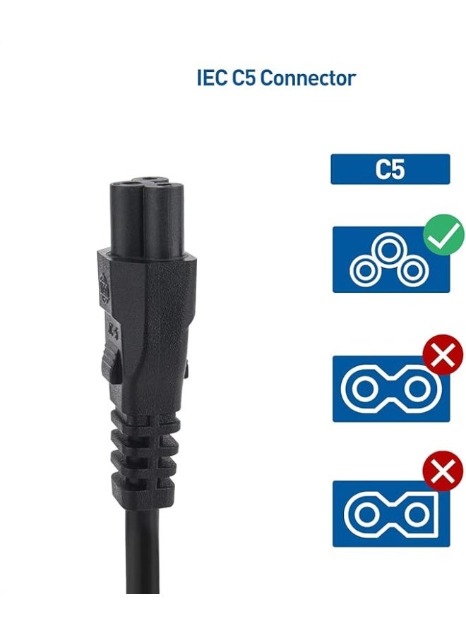 Smarties AE Universal 2-Prong Power Cable Cord (IEC C7 Figure-8) – Compatible with HP, Dell, Sony, Samsung, LG, PlayStation, and More – Durable & Safe AC Power Supply Cord