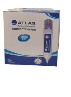 ATLAS Atlas Fine Point Correction Pen, 12 ml, White, Pack of 12  - Image 2