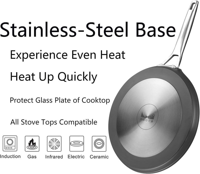 MsMk Crepe Pan with Spreader, 9 1/2 Inch Titanium and Ceramic Nonstick Flat Skillet Pancake Tawa Dosa Tortilla Pan, Induction Compatible, PFOA Free, Oven Safe to 700°F - Image 4