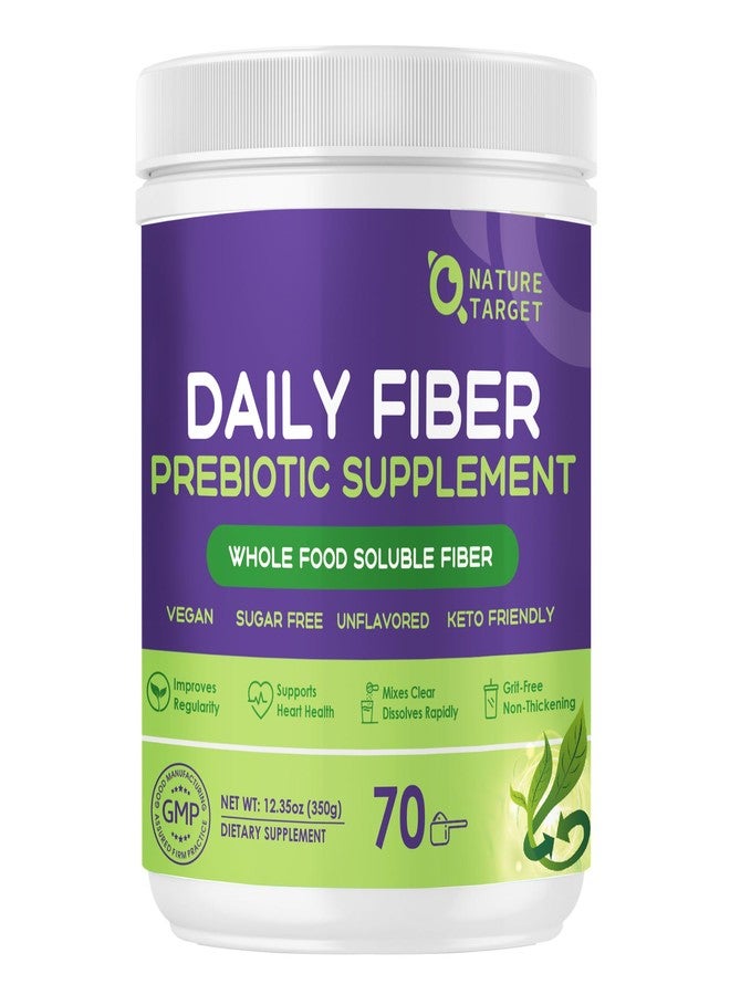 NATURE TARGET Daily Fiber Supplement - Soluble Prebiotic Fiber Powder for Gut Health, Whole Food High Fiber for Digestive Health & Regularity, Unflavored, Gluten & Sugar Free, Keto - 70 Servings - Image 1