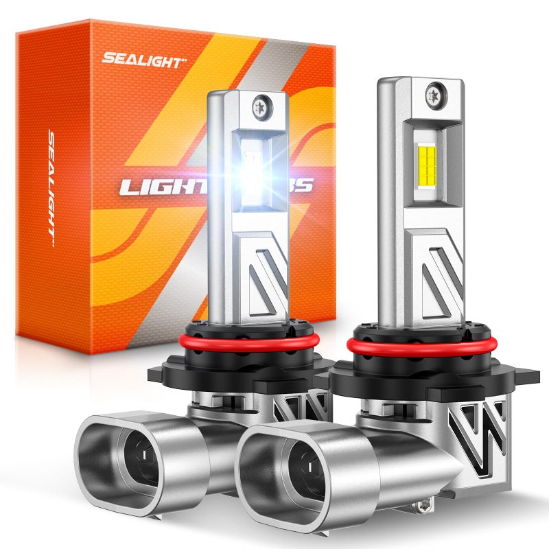 SEALIGHT 9012 Light Headlight Bulbs, 800% 44,000LM Super Bright, 1:1 Real Size, 6500K Cool White Bulbs for Car Powersports ATV/UTV, Pack of 2 - Image 1