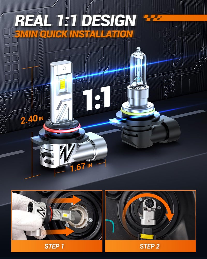 SEALIGHT 9012 Light Headlight Bulbs, 800% 44,000LM Super Bright, 1:1 Real Size, 6500K Cool White Bulbs for Car Powersports ATV/UTV, Pack of 2 - Image 3