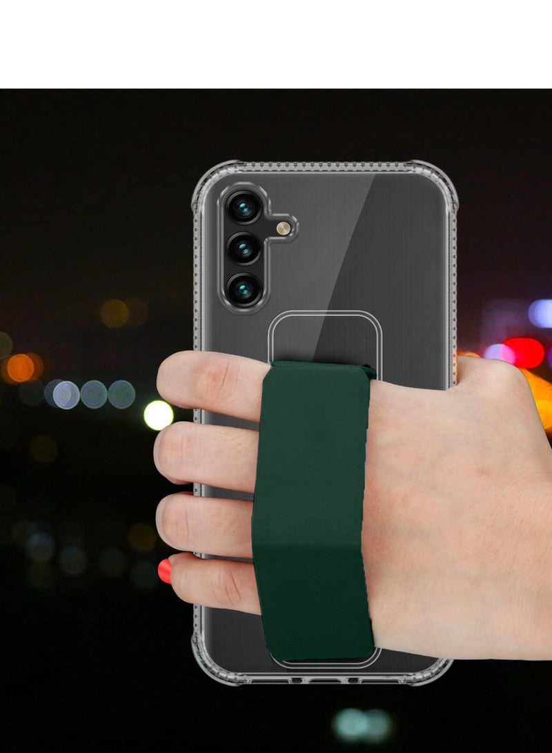 Techie Clear Shockproof Airbag Magnetic Secure Hand Grip Cover Case with Foldable Kickstand for Samsung Galaxy A35 2024 – Dark Green - Image 2