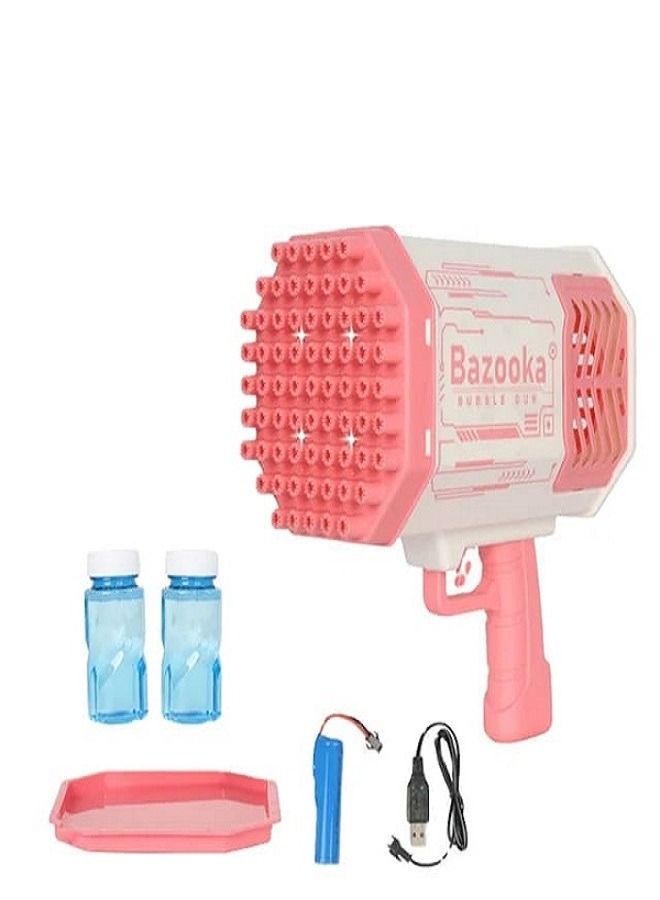 Bazooka مسدس فقاعات 69 فتحة، أفضل مسدس فقاعات لأطفالك، آلة مسدس، لون وردي - Image 1